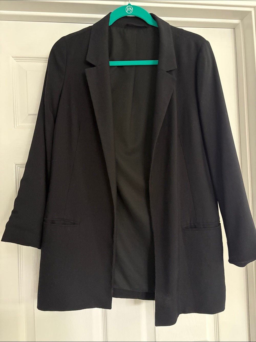 All Saints Black Open-Front Long Blazer